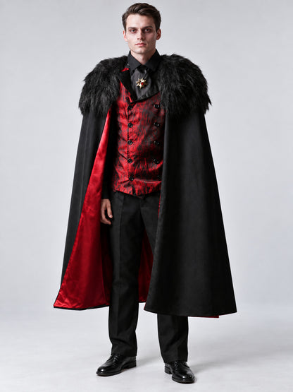 Vampire Costume: Black Cape, Vest, Scarf