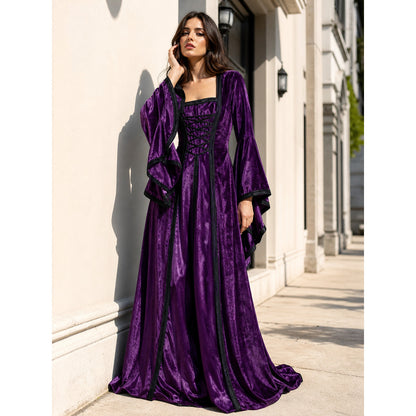 Purple Medieval-Style Lace-Up Dress main product view