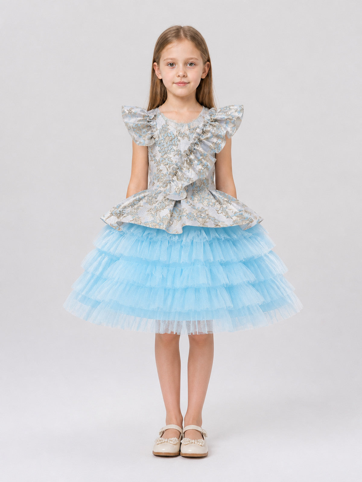 AL056 Princess Dress with Tulle Skirt for Performances on-model view