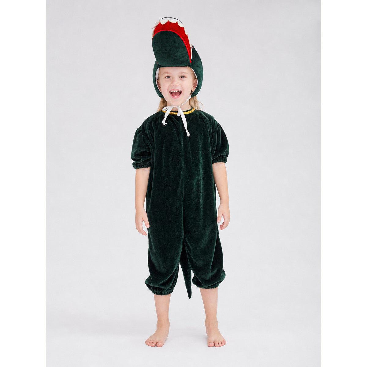 Dinosaur Carnival Costume, Jumpsuit with Tail on-model view