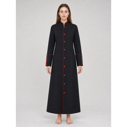 Black Long Coat with Red Trim for Cosplay