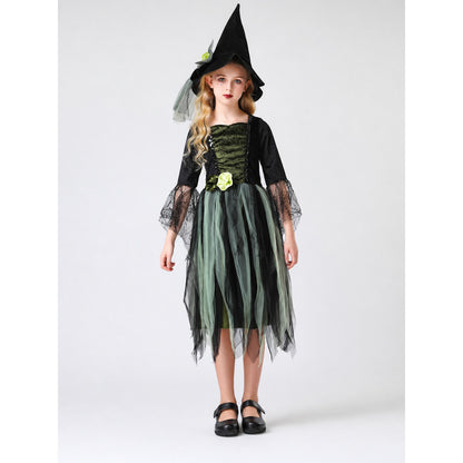 Halloween Witch Costume with Hat and Dress on-model view