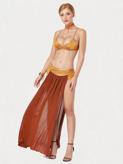 Gold Carnival Belly Dancer Costume with Accessories