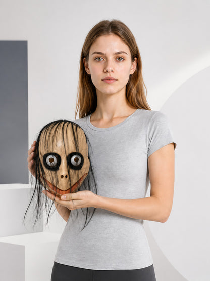 Scary Carnival Clown Mask with Black Hair