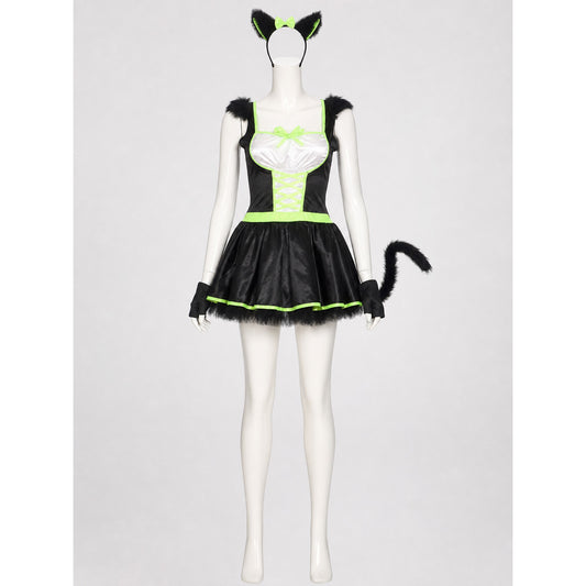 Cat Cosplay Costume with Ears and Tail on-model view