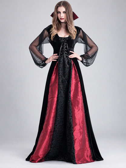 Black carnival costume dress with red inserts