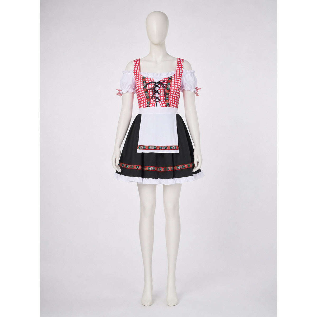 Ethnic Costume Dress with Apron and Lace-Up Detail