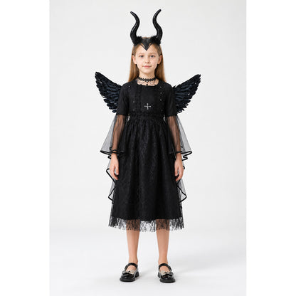 Children's Halloween Dress with Wings and Horns main product view