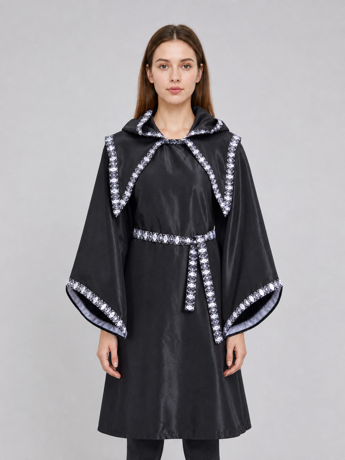 Hooded Robe Costume with Silver Trim