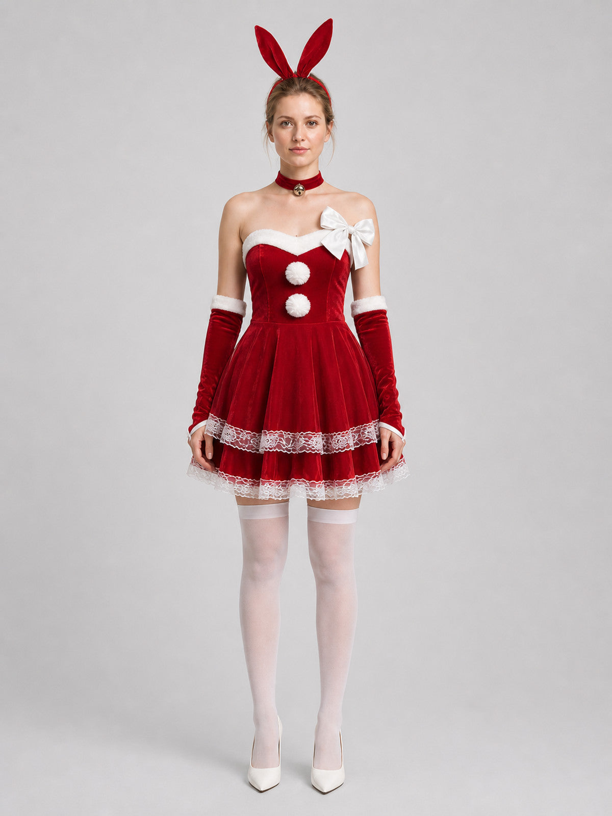 New Year's Costume with Dress and Bunny Headband on-model view