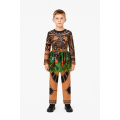 Moana Maui Carnival Jumpsuit with Tattoo Print and Feathers