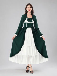 Stage Dark Green Dress with White Trim