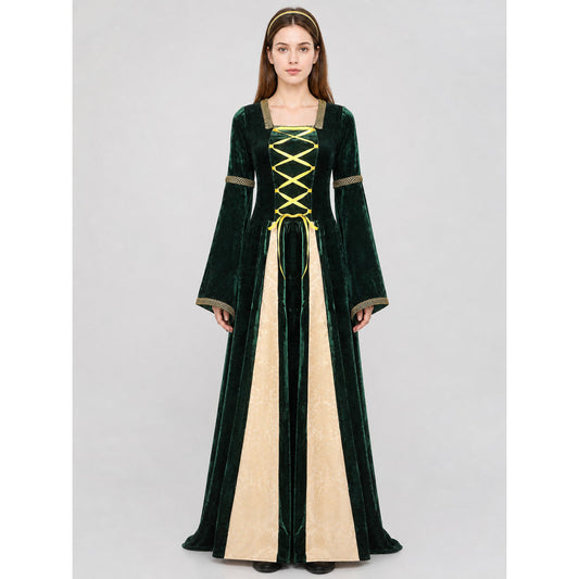 The magic of a medieval fairy tale comes to life in this stage dress costume on-model view