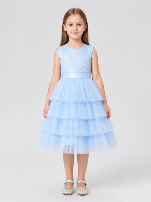 European Tulle Tutu Dress for Girls’ Birthday Celebrations on-model view