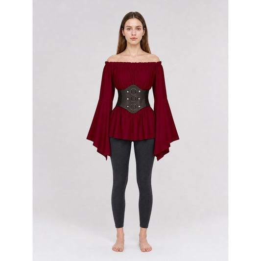 Medieval Red Dress with Belt and Sleeves