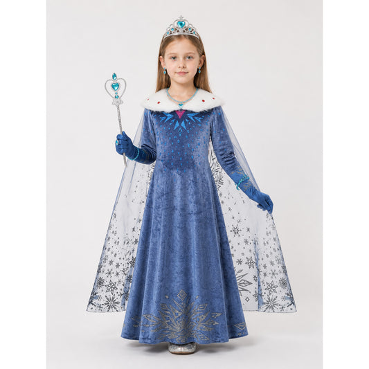 Snow Queen Halloween Costume with Cape main product view