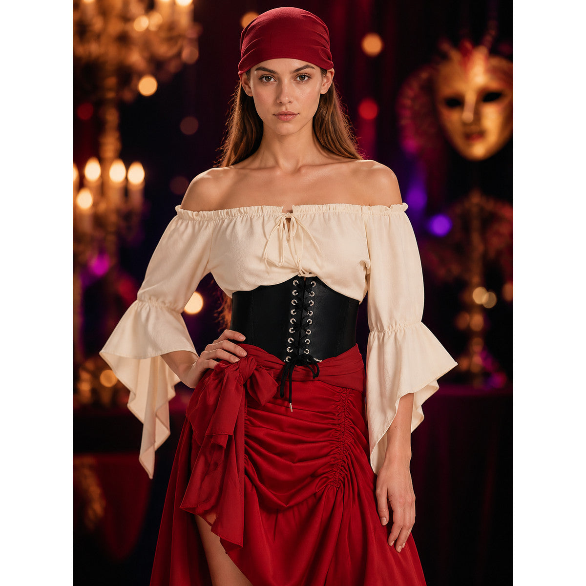Pirate-Style Costume with Corset on-model view
