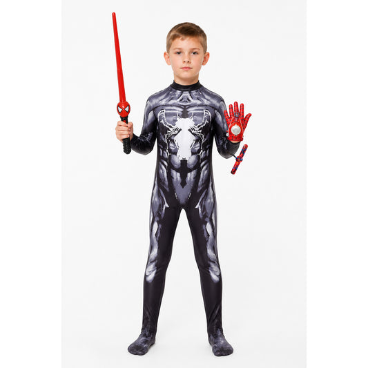 Venom Costume with Muscular Relief and White Spider main product view