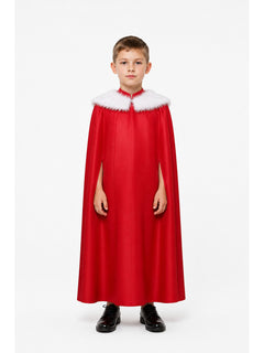 Long Cosplay Cape with White Fur Trim