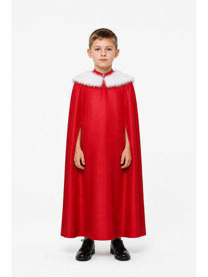 Long Cosplay Cape with White Fur Trim main product view