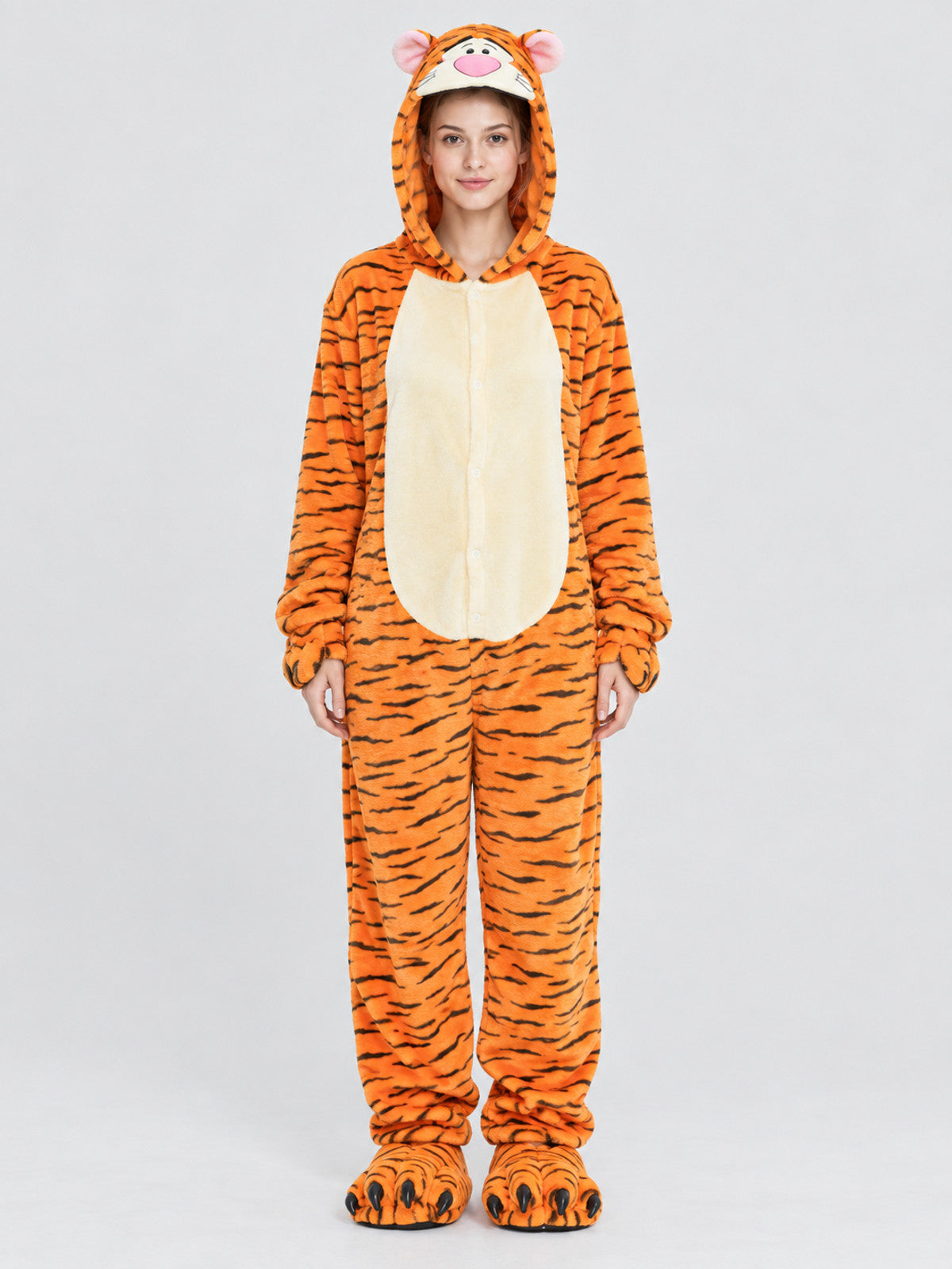 Pajama Jumpsuit with Ears and Paw Cuffs