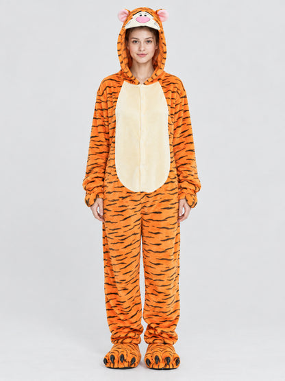 Pajama Jumpsuit with Ears and Paw Cuffs