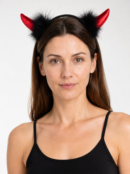 Carnival Headband with Curved Horns, Red and Black main product view