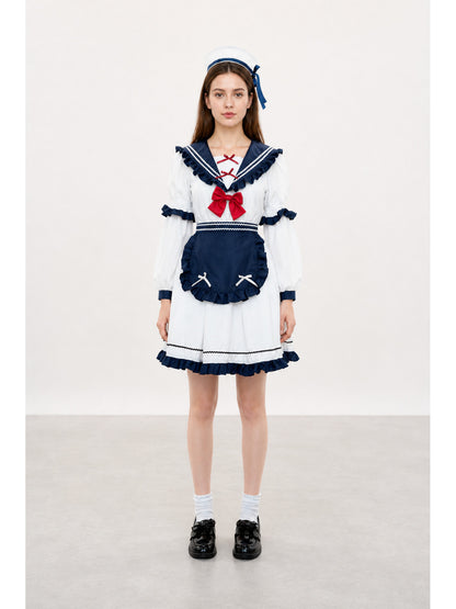 Dress with a Sailor Collar, Ruffles, and Bows main product view