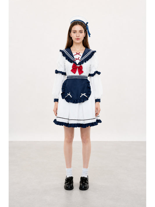 Dress with a Sailor Collar, Ruffles, and Bows main product view