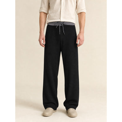 Layered long-sleeve top with contrast trim on-model front view