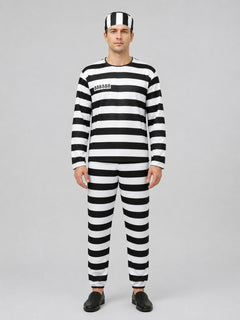 Black-and-White Prison Stripe Cosplay Costume Set
