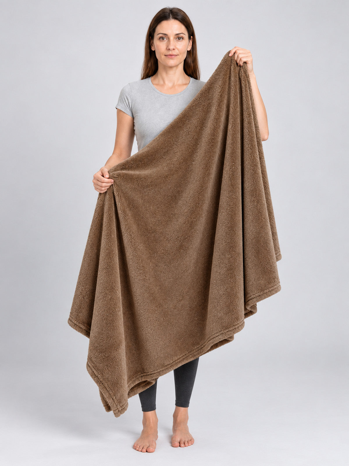 Brown polyester blanket soft fluffy double-sided