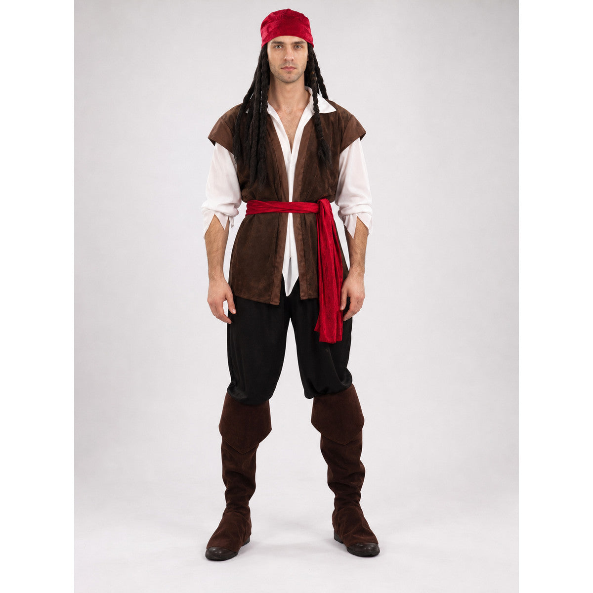 Adult Caribbean Pirate Costume, 6 Pieces on-model view