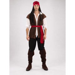 Adult Caribbean Pirate Costume, 6 Pieces