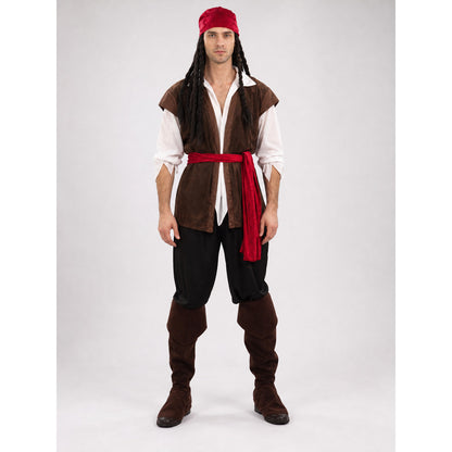 Adult Caribbean Pirate Costume, 6 Pieces on-model view