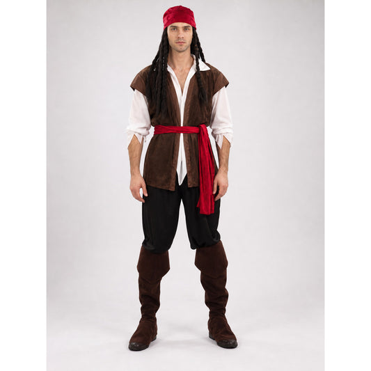 Adult Caribbean Pirate Costume, 6 Pieces