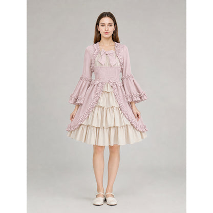 Vintage Rococo-Style Gothic Dress with Ruffles on-model view