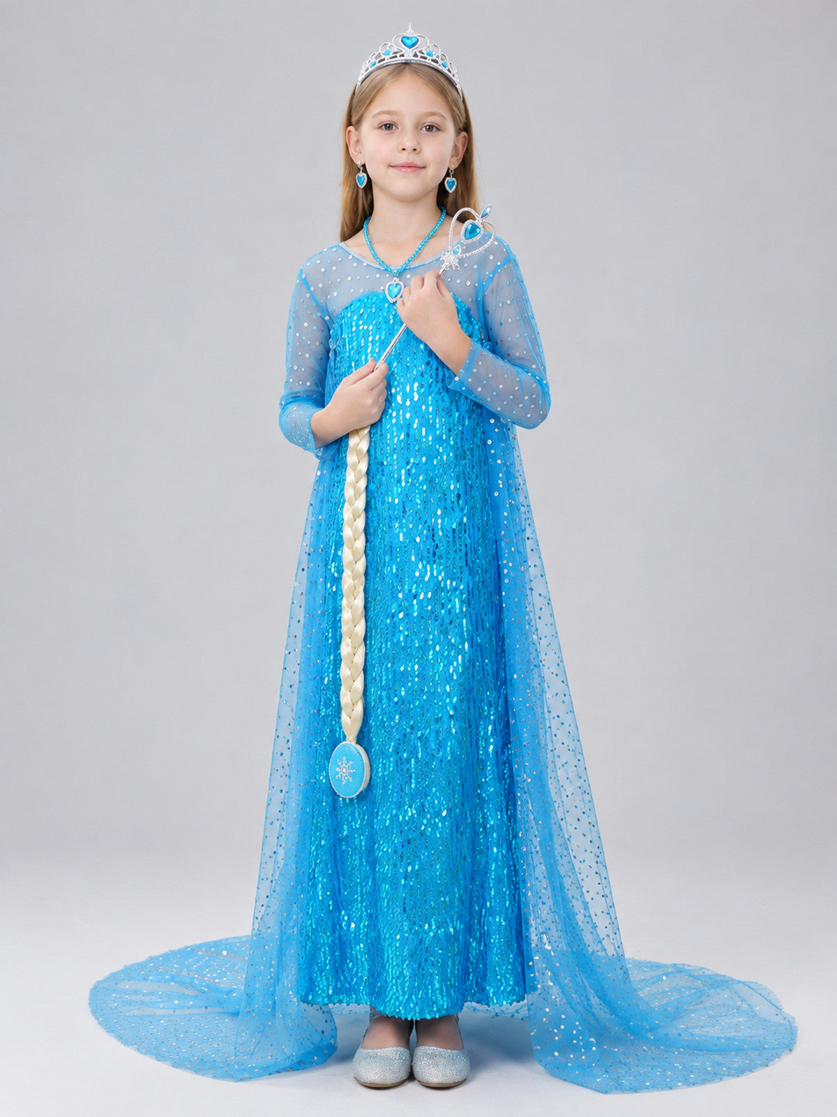 Sequined Costume Dress with a Train on-model view