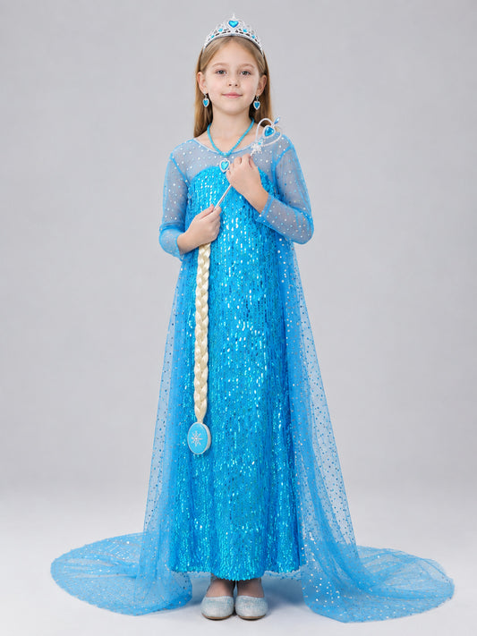 Sequined Costume Dress with a Train on-model view