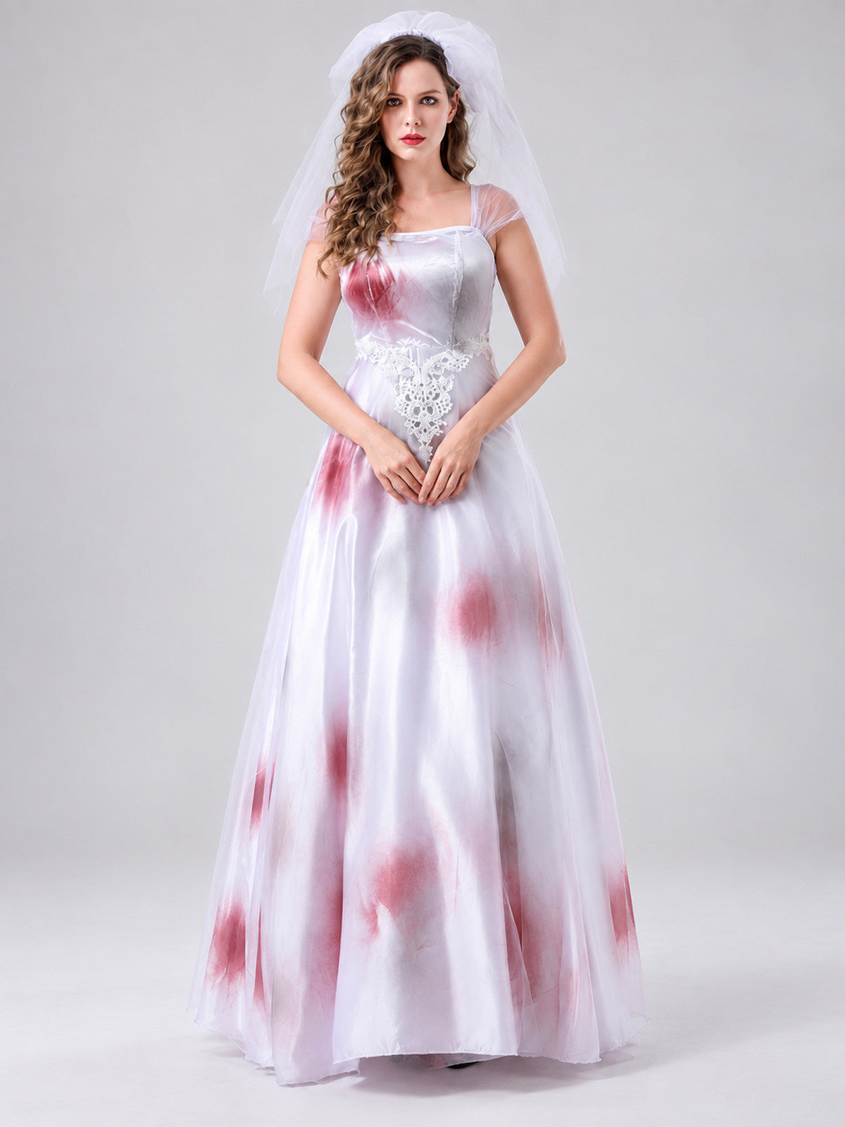 Costume: White Dress with Red Spots, Veil