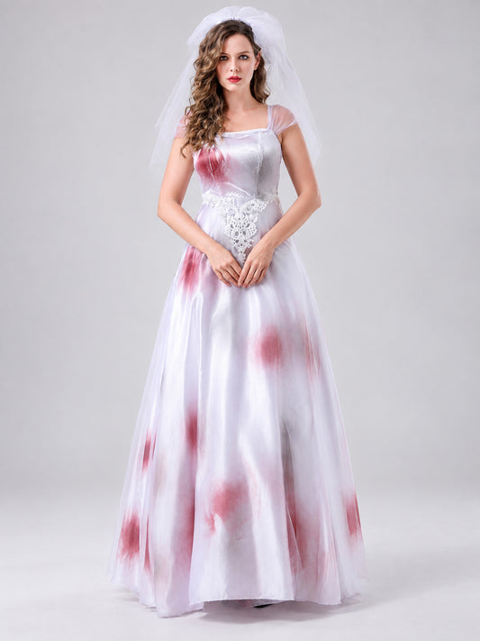 Costume: White Dress with Red Spots, Veil