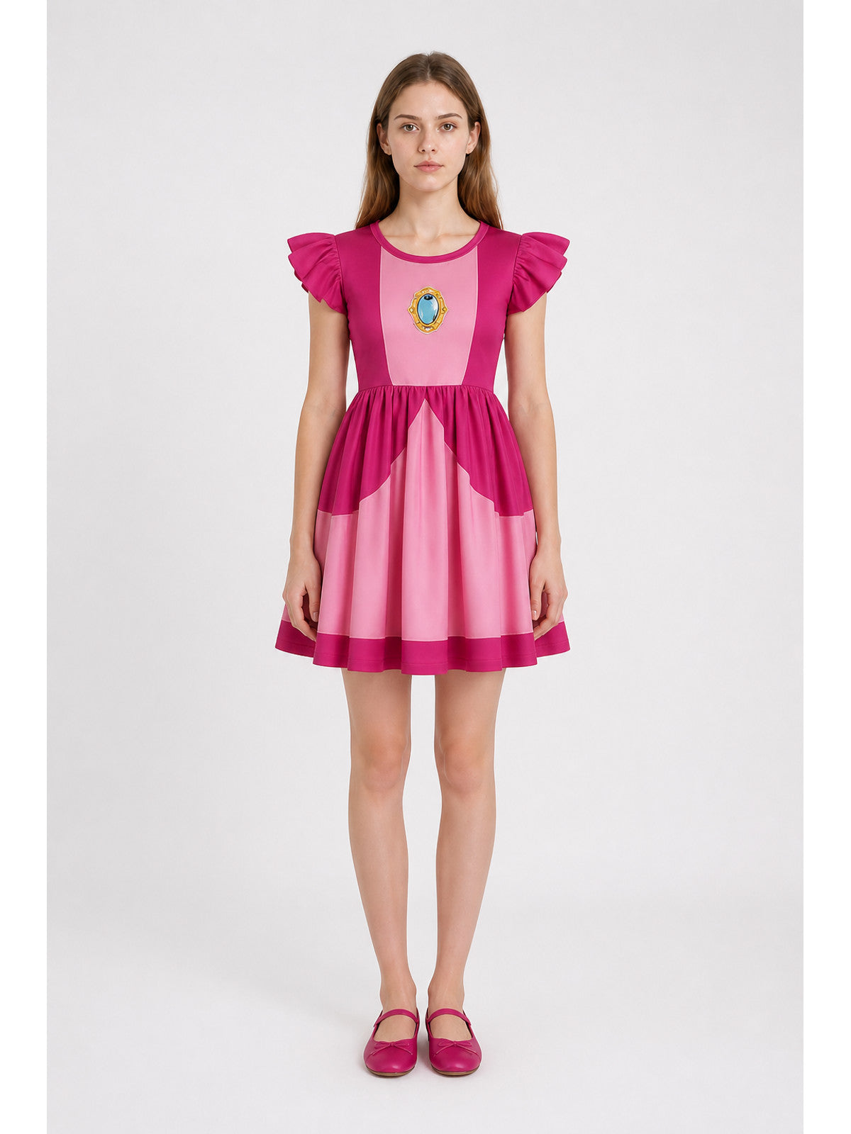 Pink Cosplay Dress with Ruffles and Flared Skirt main product view