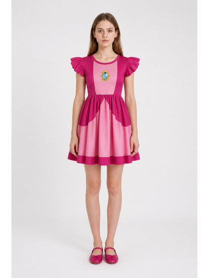 Pink Cosplay Dress with Ruffles and Flared Skirt main product view