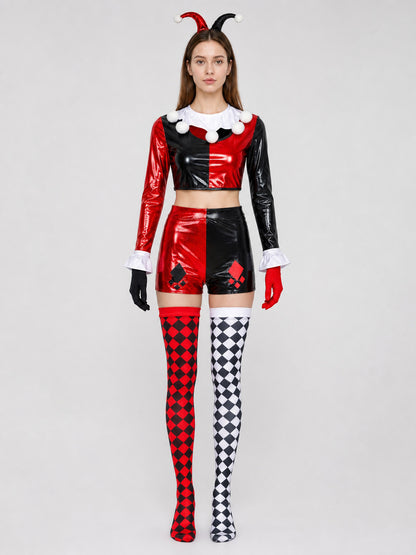 Clown Carnival Costume for Cosplay with Accessories on-model view
