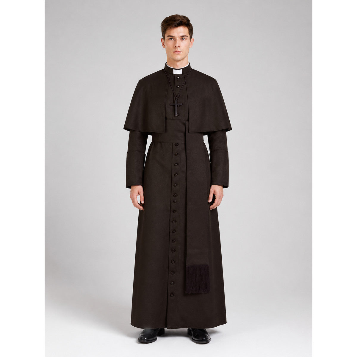 Cosplay Costume: Long Brown Cassock with Cross