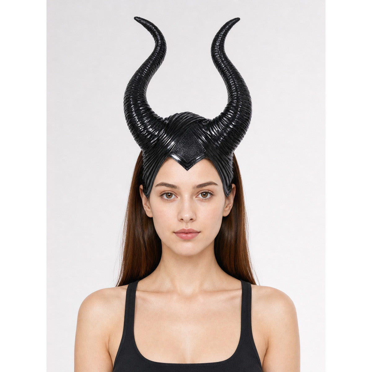 Black Headpiece with Two Curved Horns