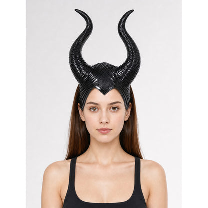 Black Headpiece with Two Curved Horns