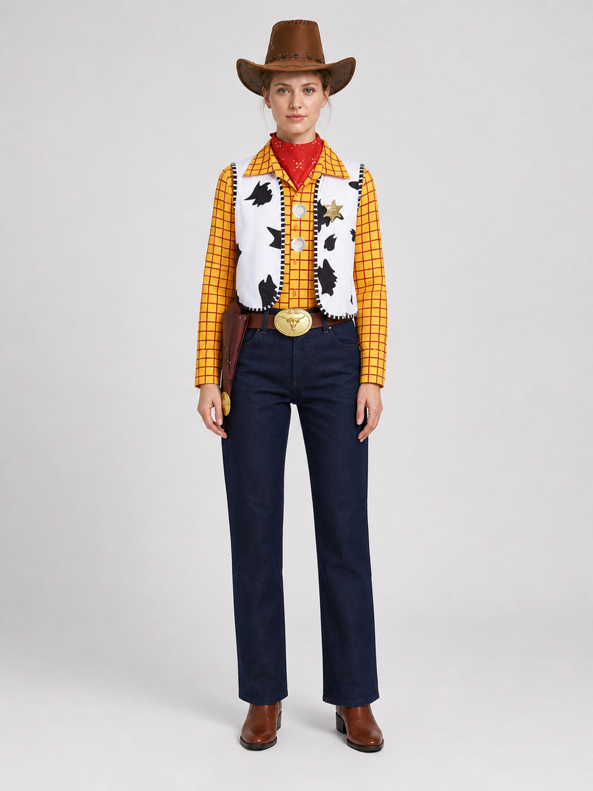 Woody Cowboy Costume for Cosplay with Accessories on-model view