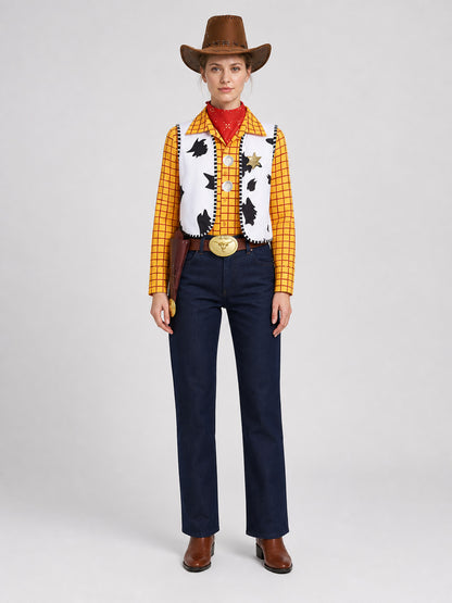 Woody Cowboy Costume for Cosplay with Accessories on-model view