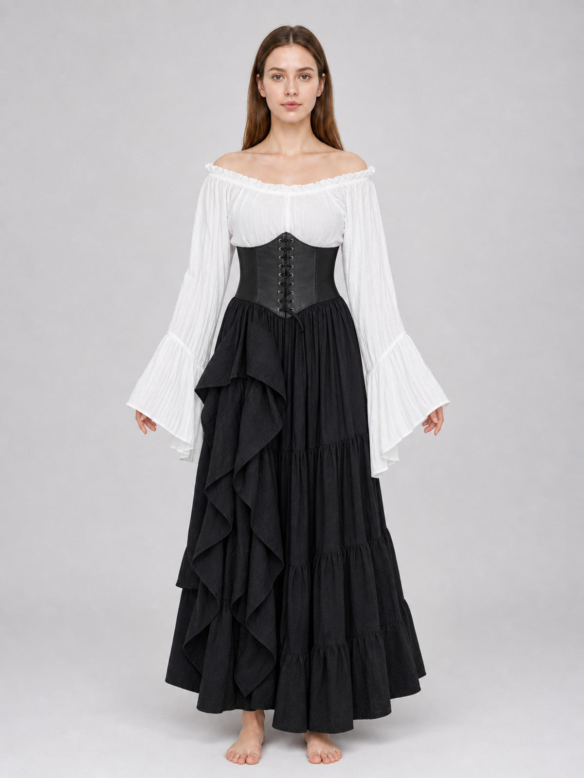 Three-Piece Gothic Costume with Corset front view